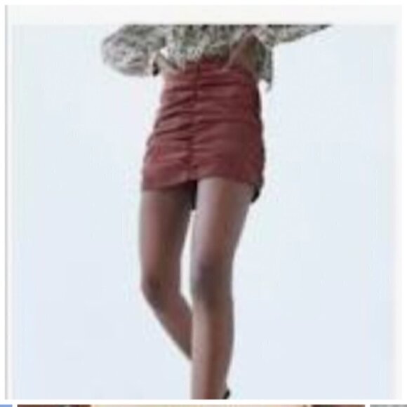 Zara Rusched High-Waist Corduroy Mini Skirt, M - Picture 9 of 9